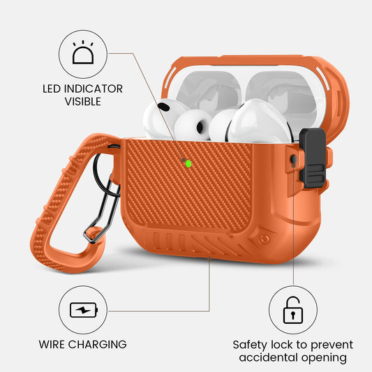 AirPods Pro 3 Case with Secure Lock & MagSafe - Orange