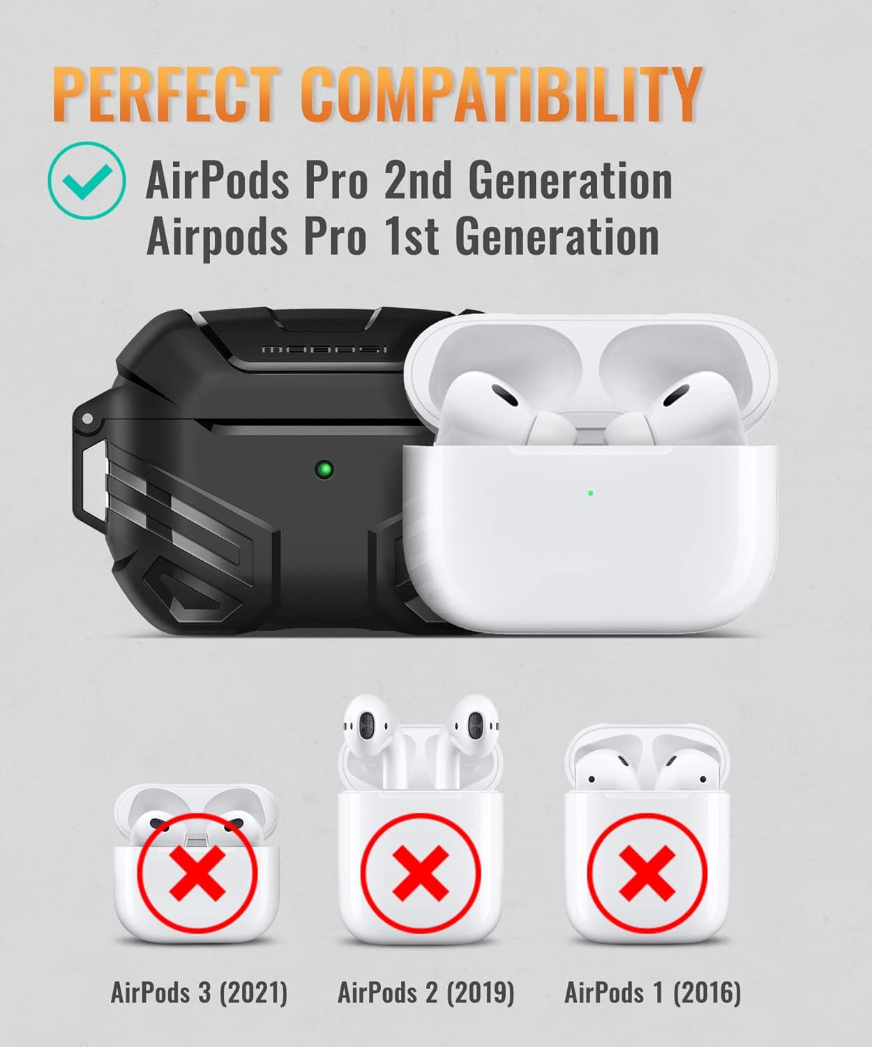 MOBOSI for AirPods Pro 2 Case Cover with Lock