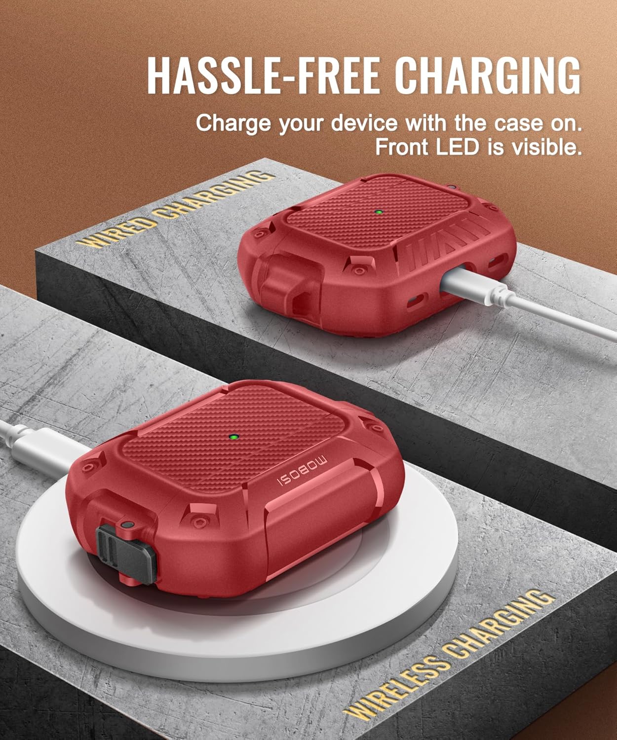 MOBOSI for AirPod Pro Case with Cleaner Kit Red