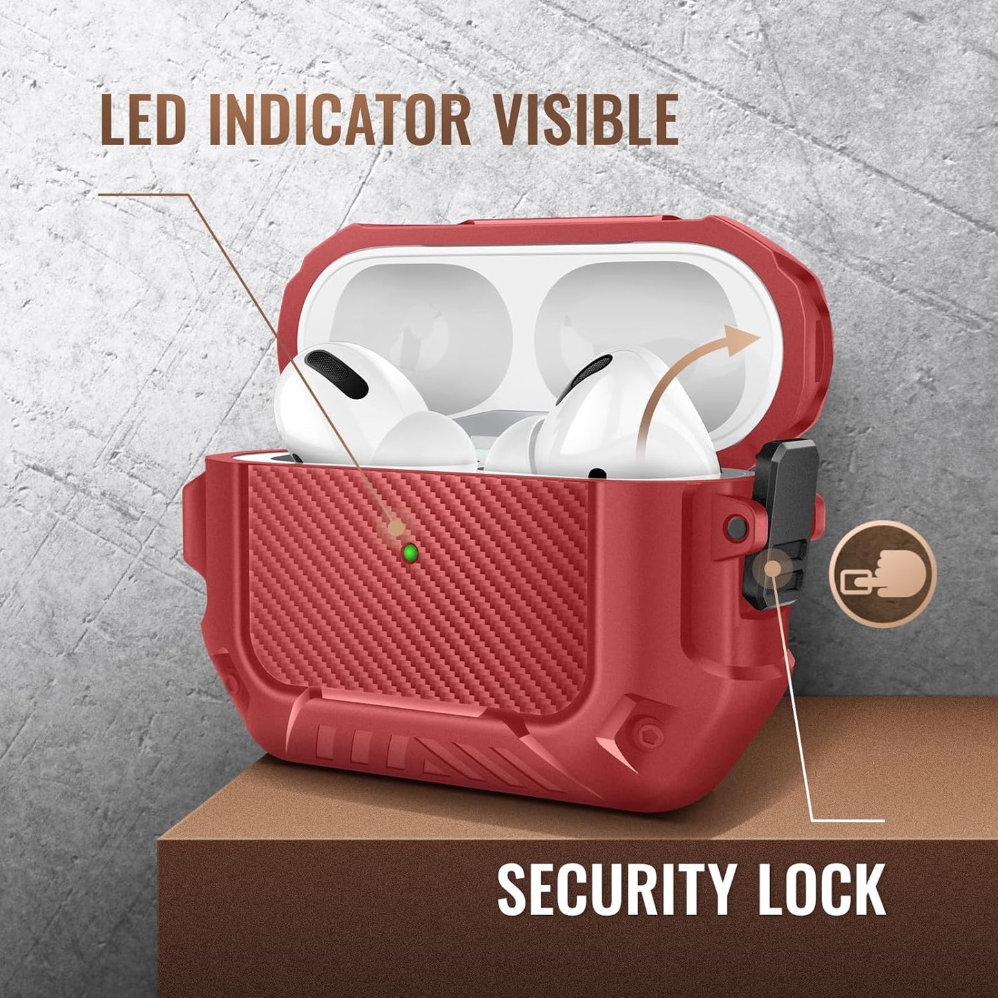MOBOSI for AirPod Pro Case with Cleaner Kit Red