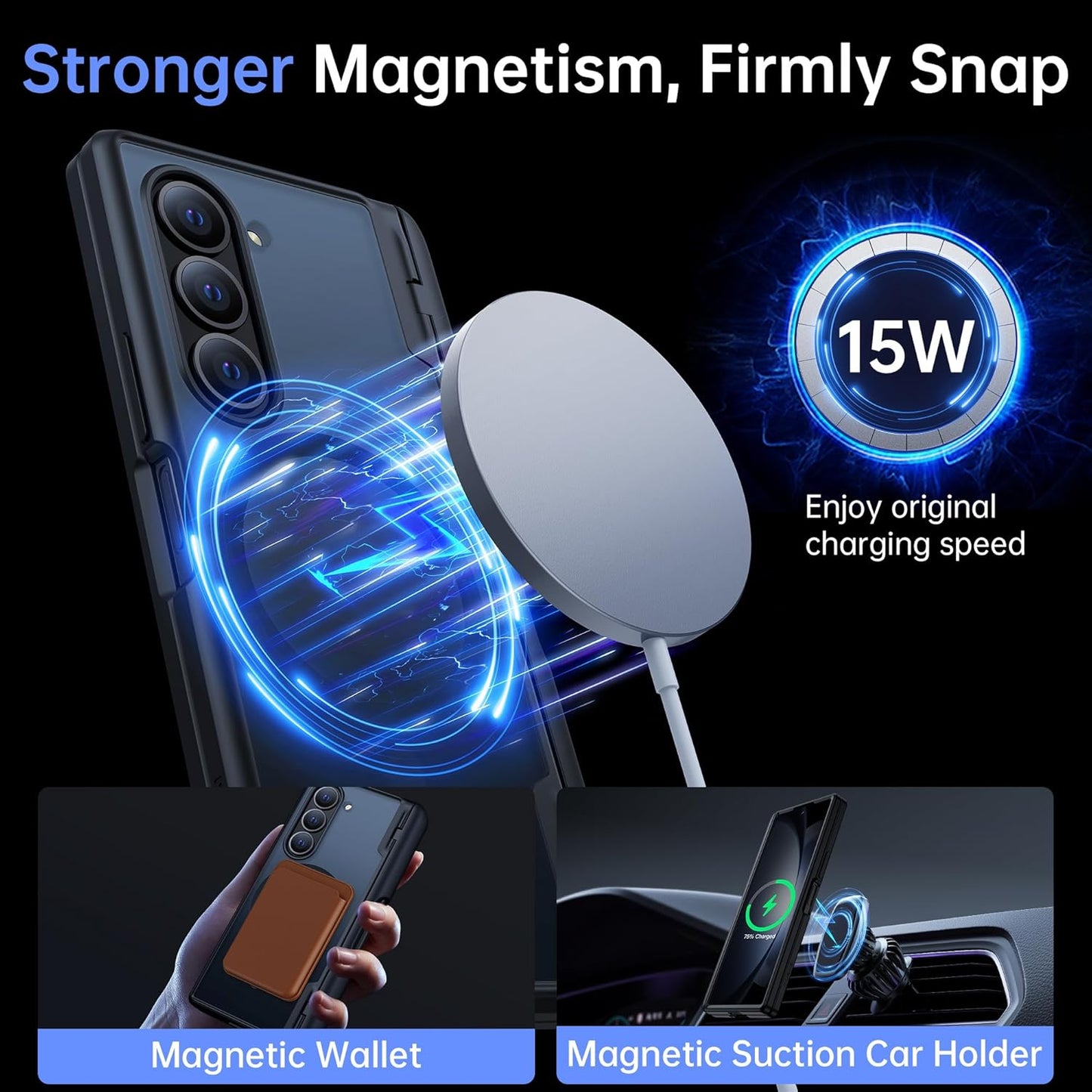 MOBOSI Z Fold 6 Case with Anti-Peep Front Screen Protector
