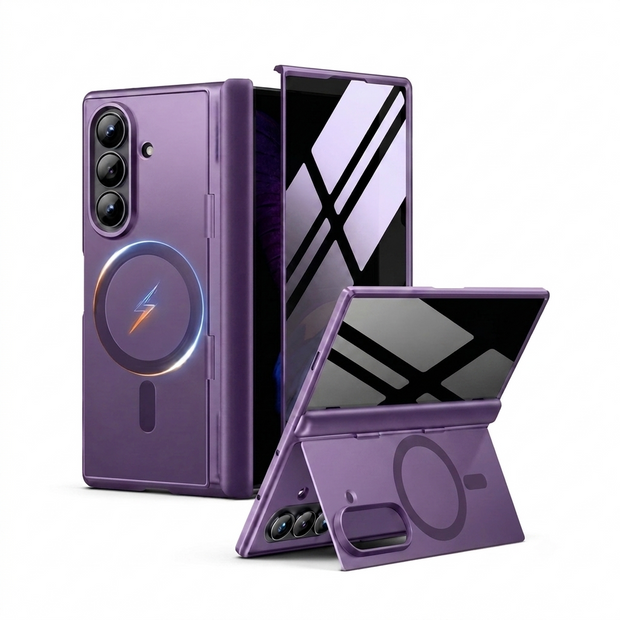 Galaxy Z Fold 8 MagSafe Case with Privacy Screen, Hinge Protection & Landscape Kickstand - Smoky Purple