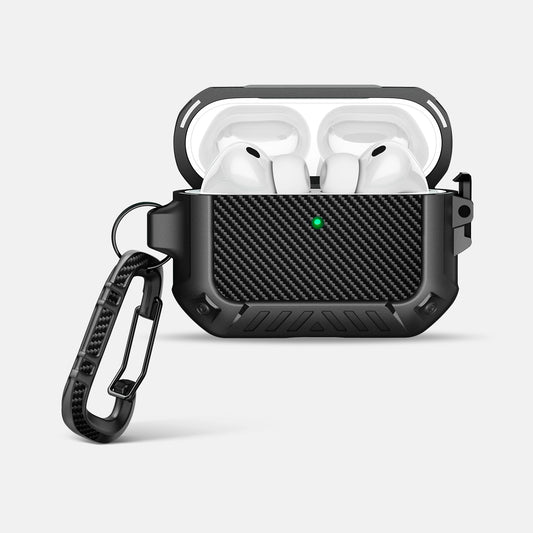 AirPods 3 Full Body Case – Hard Shell Shockproof with Lock & Keychain-Matte Black