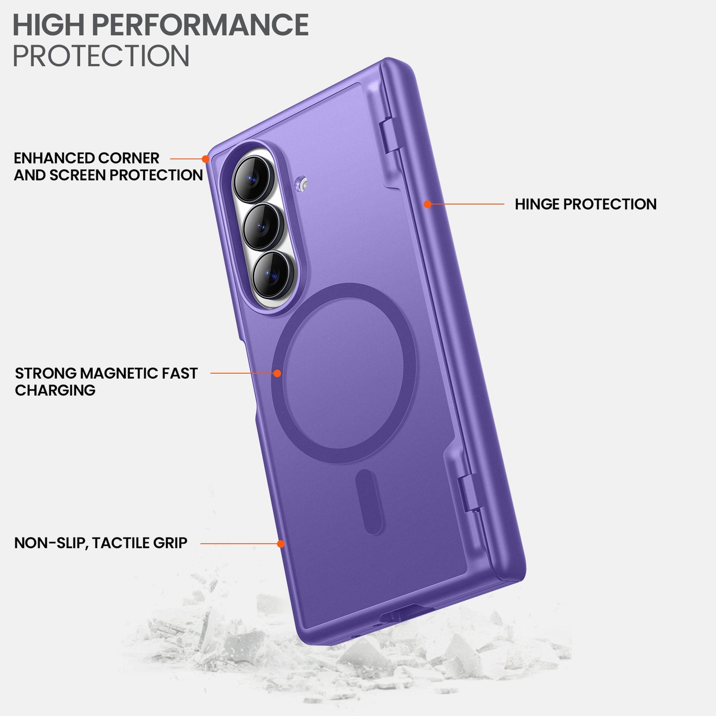 Galaxy Z Fold 7 MagSafe Case with Privacy Screen & Hinge Protection - Purple