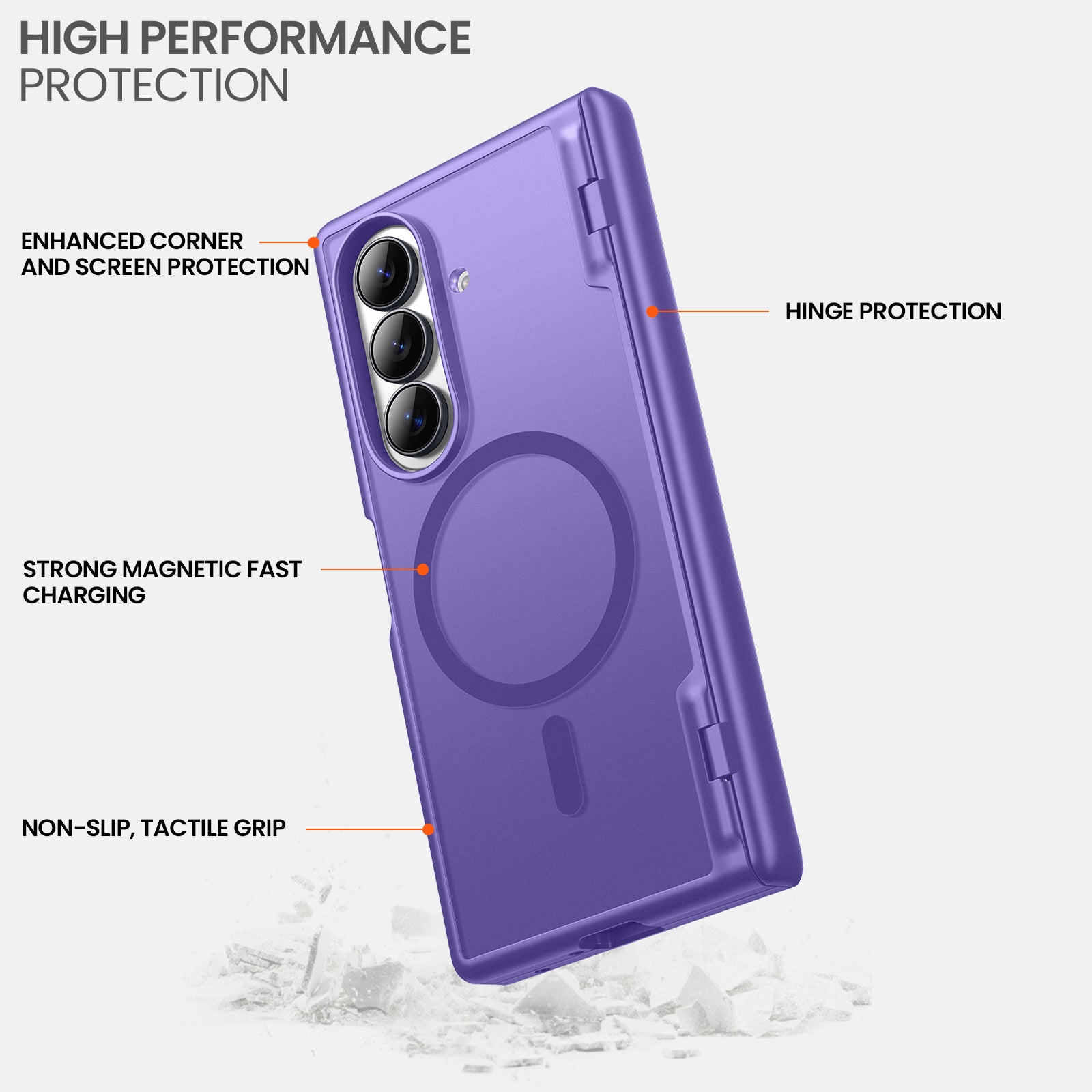 Galaxy Z Fold 7 MagSafe Case with Privacy Screen & Hinge Protection - Purple