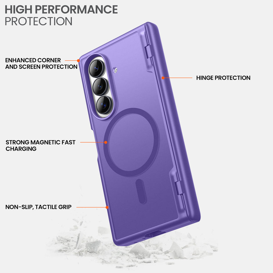 Galaxy Z Fold 7 MagSafe Case with Privacy Screen & Hinge Protection - Purple