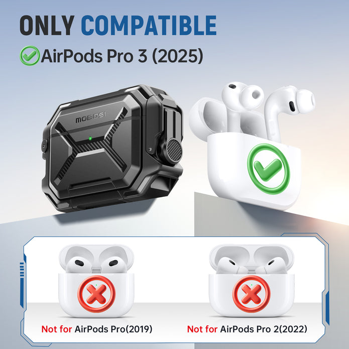 AirPods Pro 3 Case – IP68 Waterproof & Shockproof with MagSafe and Secure Lock-Black