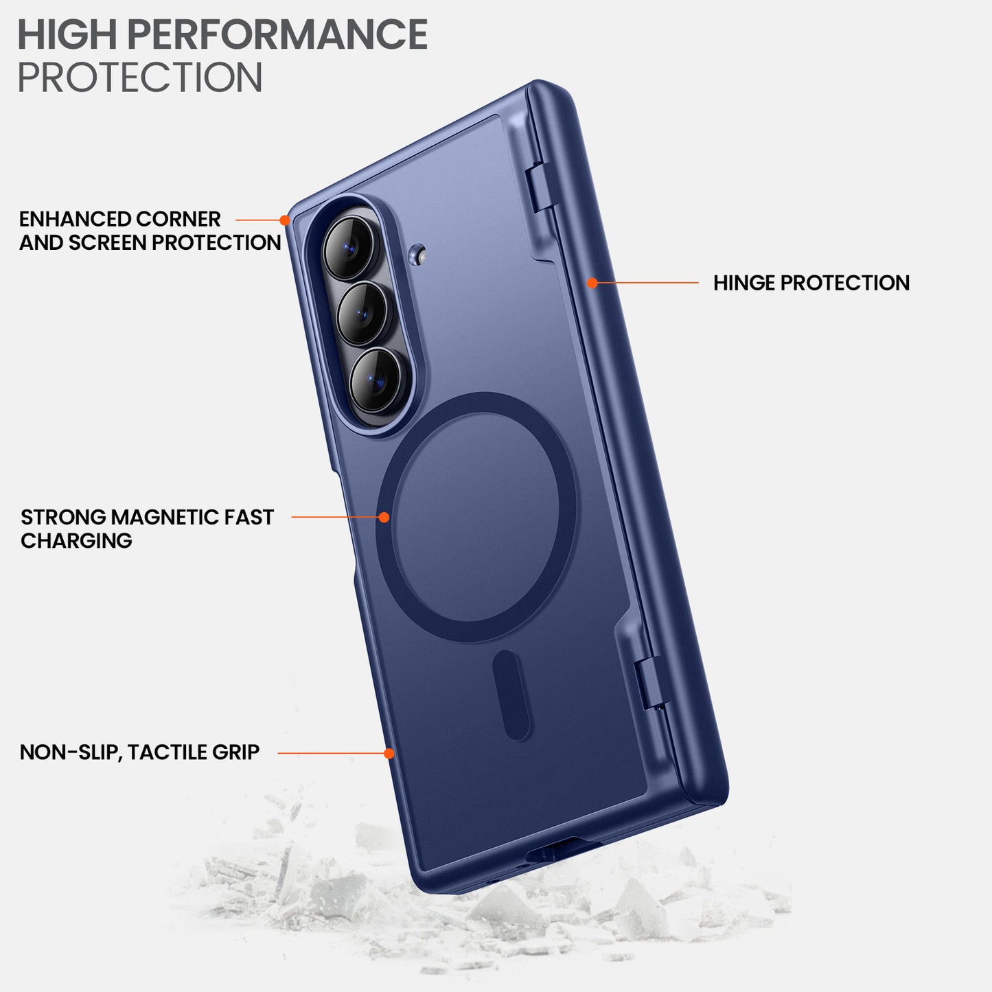 Galaxy Z Fold 7 MagSafe Case with Privacy Screen & Hinge Protection - Blue