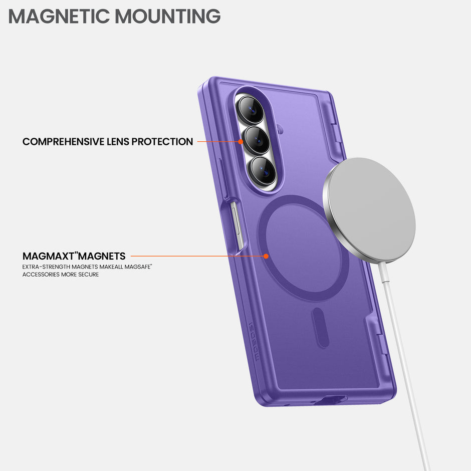 Galaxy Z Fold 7 MagSafe Case with Privacy Screen & Hinge Protection - Purple