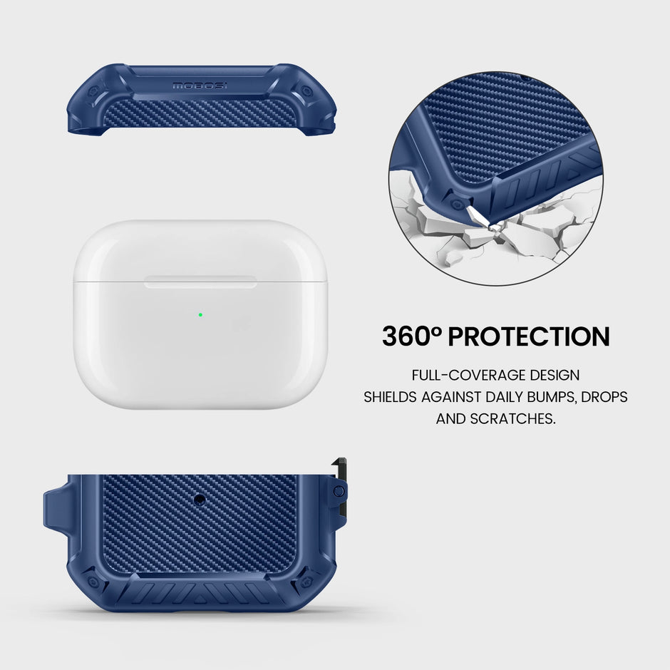 AirPods 3 Protective Case – Durable Shockproof with Lock & Keychain-Midnight Blue