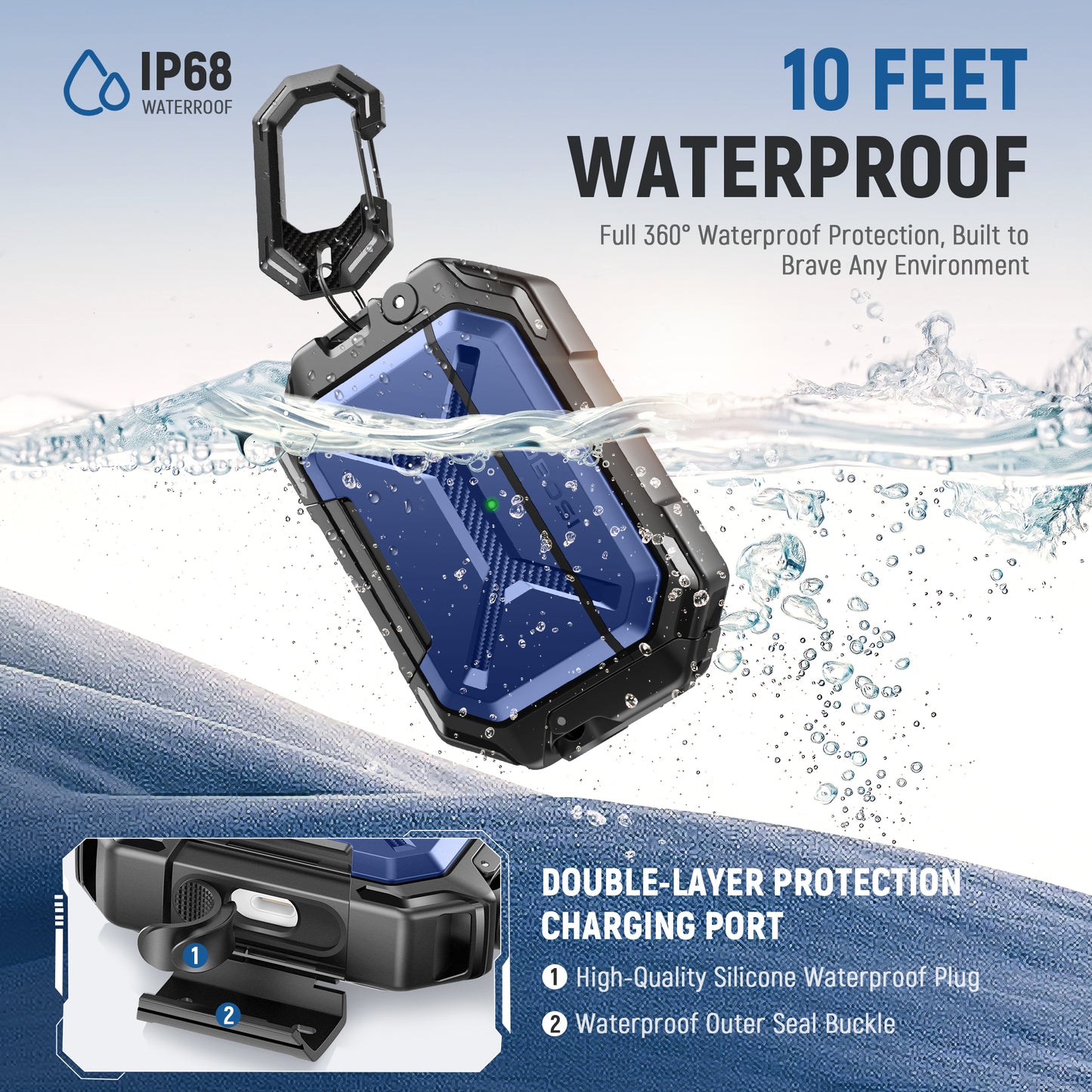 AirPods Pro 3 Case – IP68 Waterproof & Shockproof with MagSafe and Secure Lock