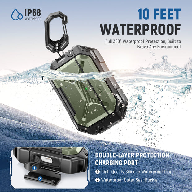 AirPods Pro 3 Case – IP68 Waterproof & Shockproof with MagSafe and Secure Lock-Green