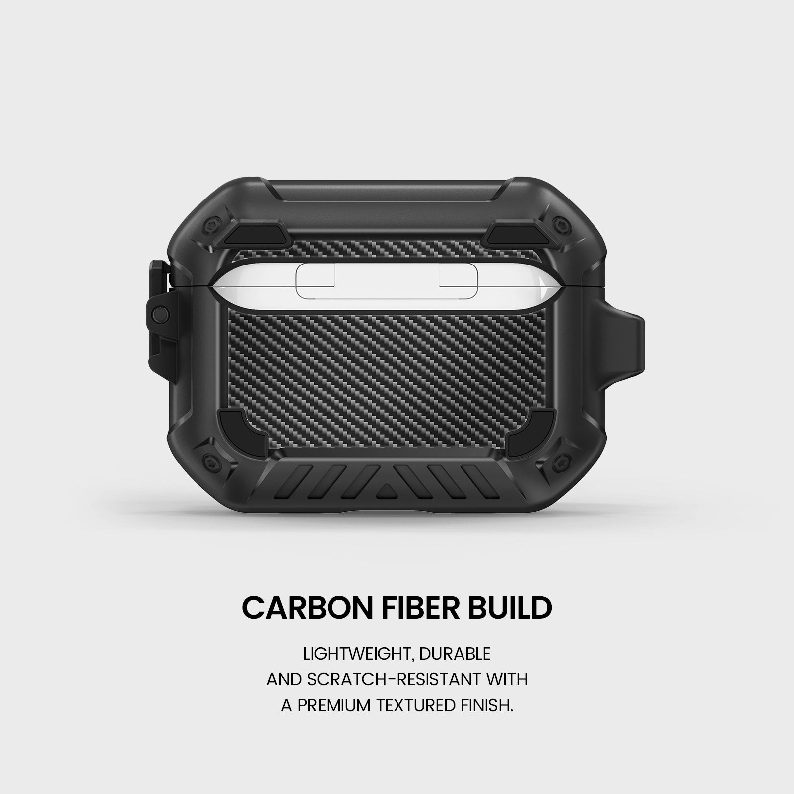 AirPods 3 Full Body Case – Hard Shell Shockproof with Lock & Keychain-Matte Black