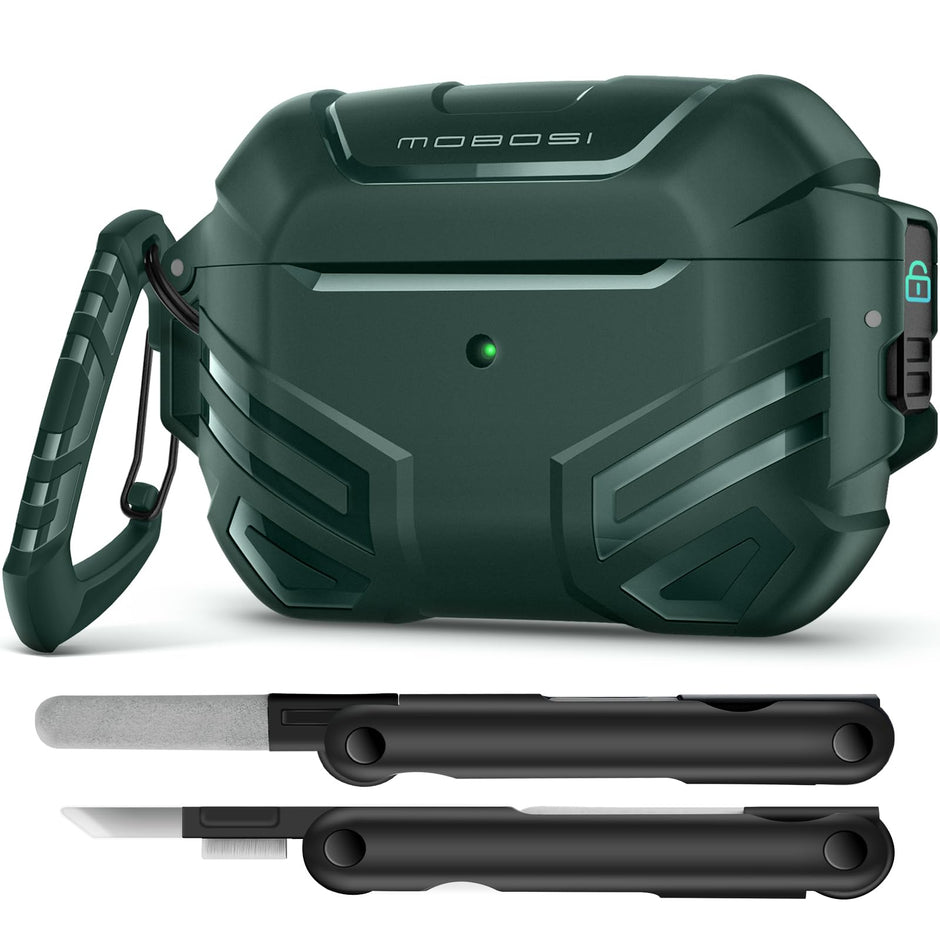 AirPods Pro 2 Case – Shockproof Protective Cover with Lock, Keychain & Cleaner Kit