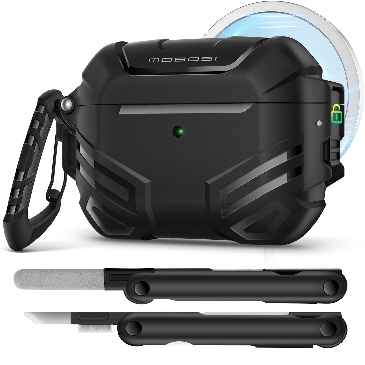 AirPods Pro 2 Case – Shockproof Protective Cover with Lock, Keychain & Cleaner Kit