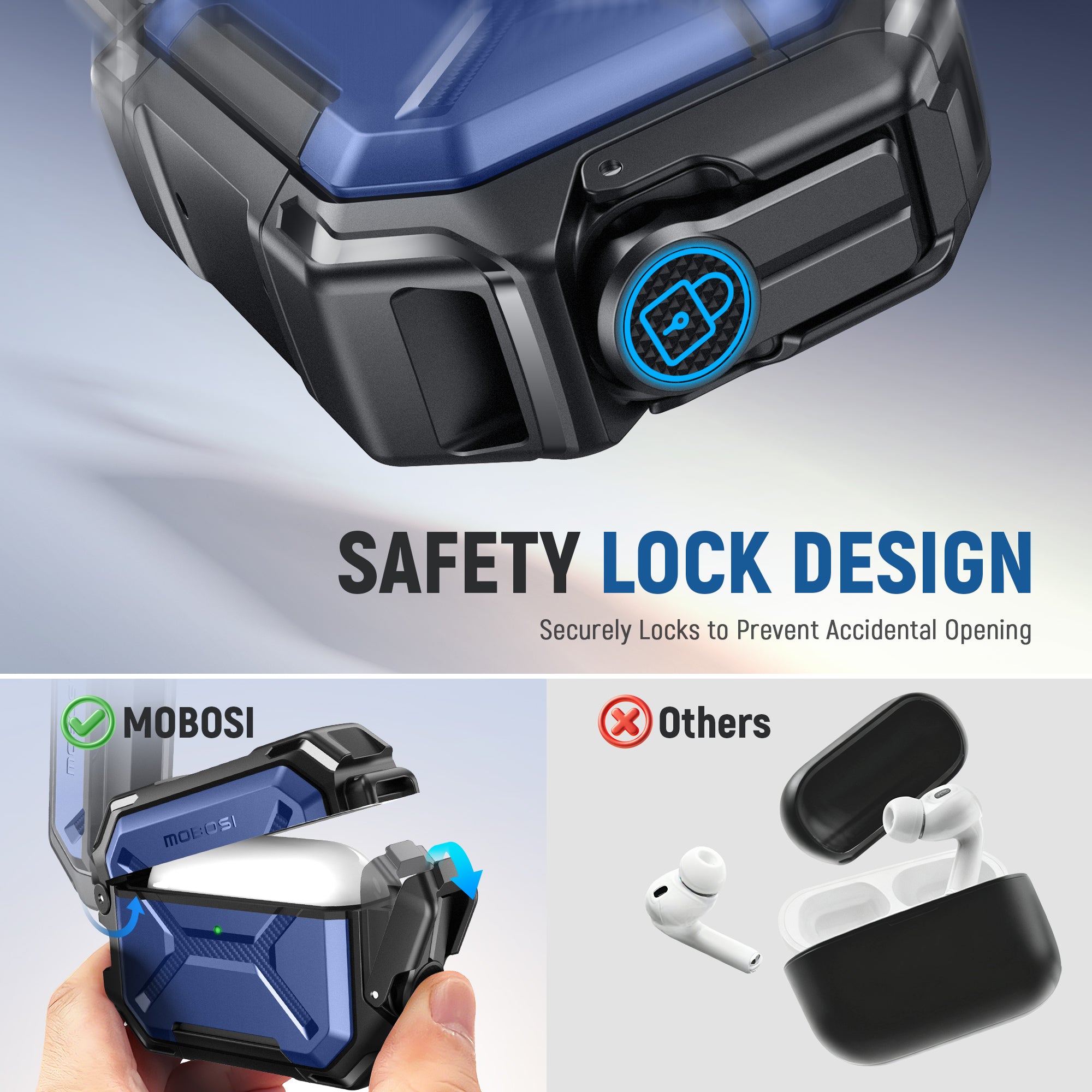 AirPods Pro 3 Case – IP68 Waterproof & Shockproof with MagSafe and Secure Lock