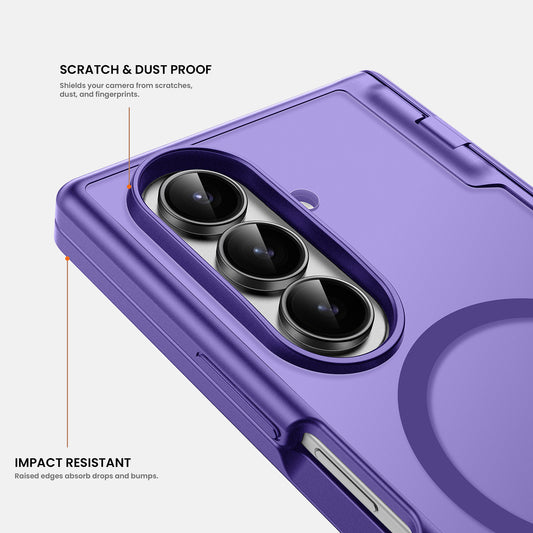 Galaxy Z Fold 7 MagSafe Case with Privacy Screen & Hinge Protection - Purple