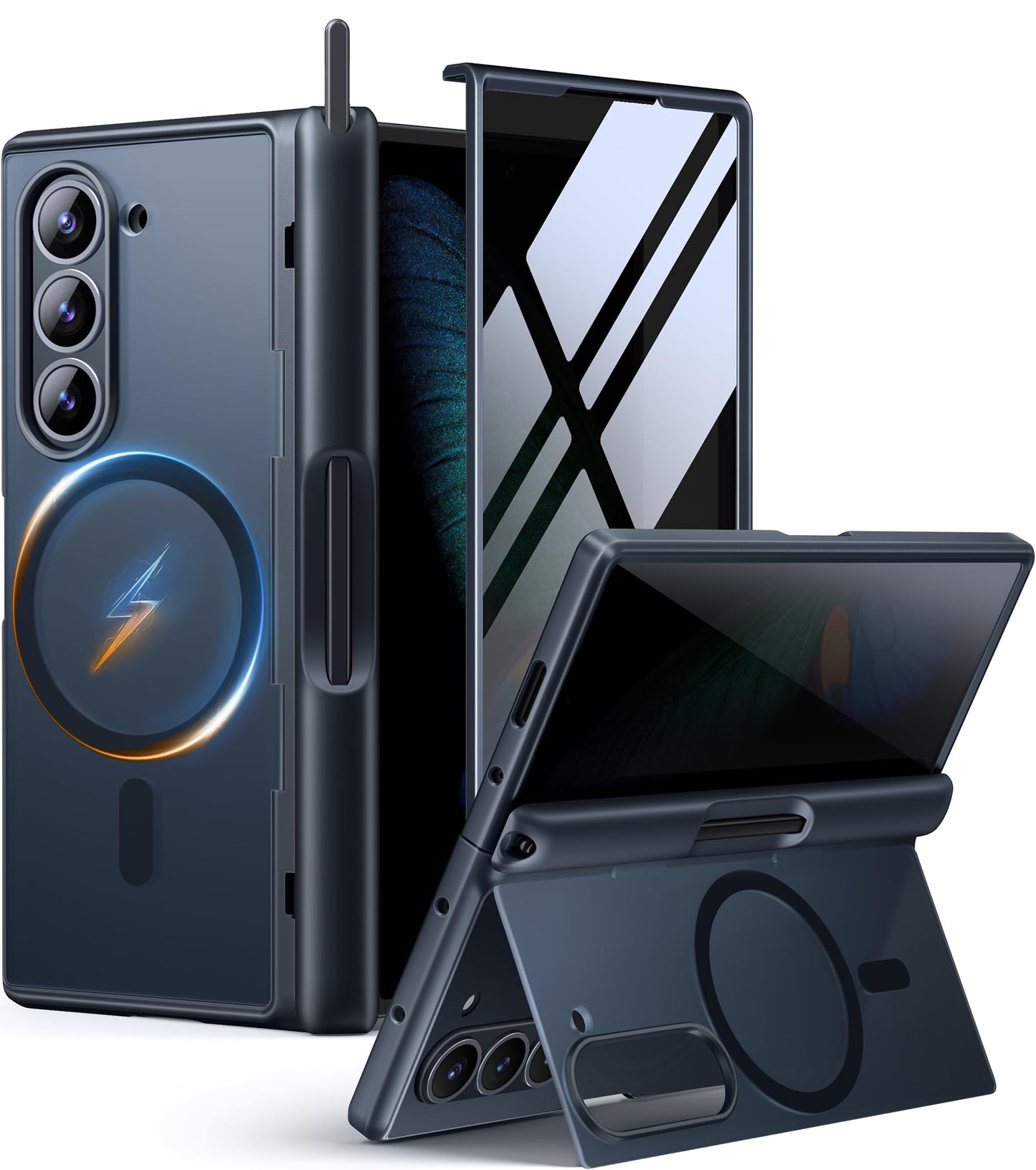 Samsung Galaxy Z Fold6 Full Body Case – Shockproof with Privacy Screen, Hinge Protection & Stand