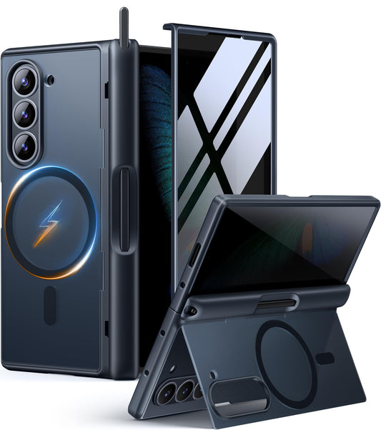 Samsung Galaxy Z Fold6 Full Body Case – Shockproof with Privacy Screen, Hinge Protection & Stand