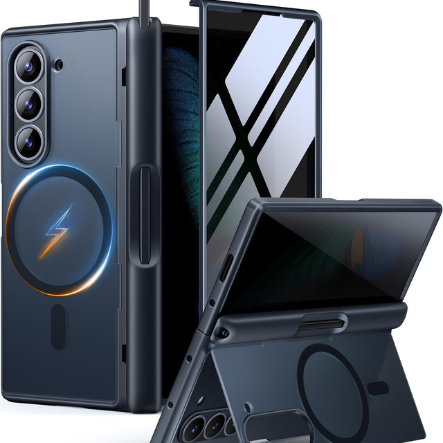 Samsung Galaxy Z Fold6 Full Body Case – Shockproof with Privacy Screen, Hinge Protection & Stand