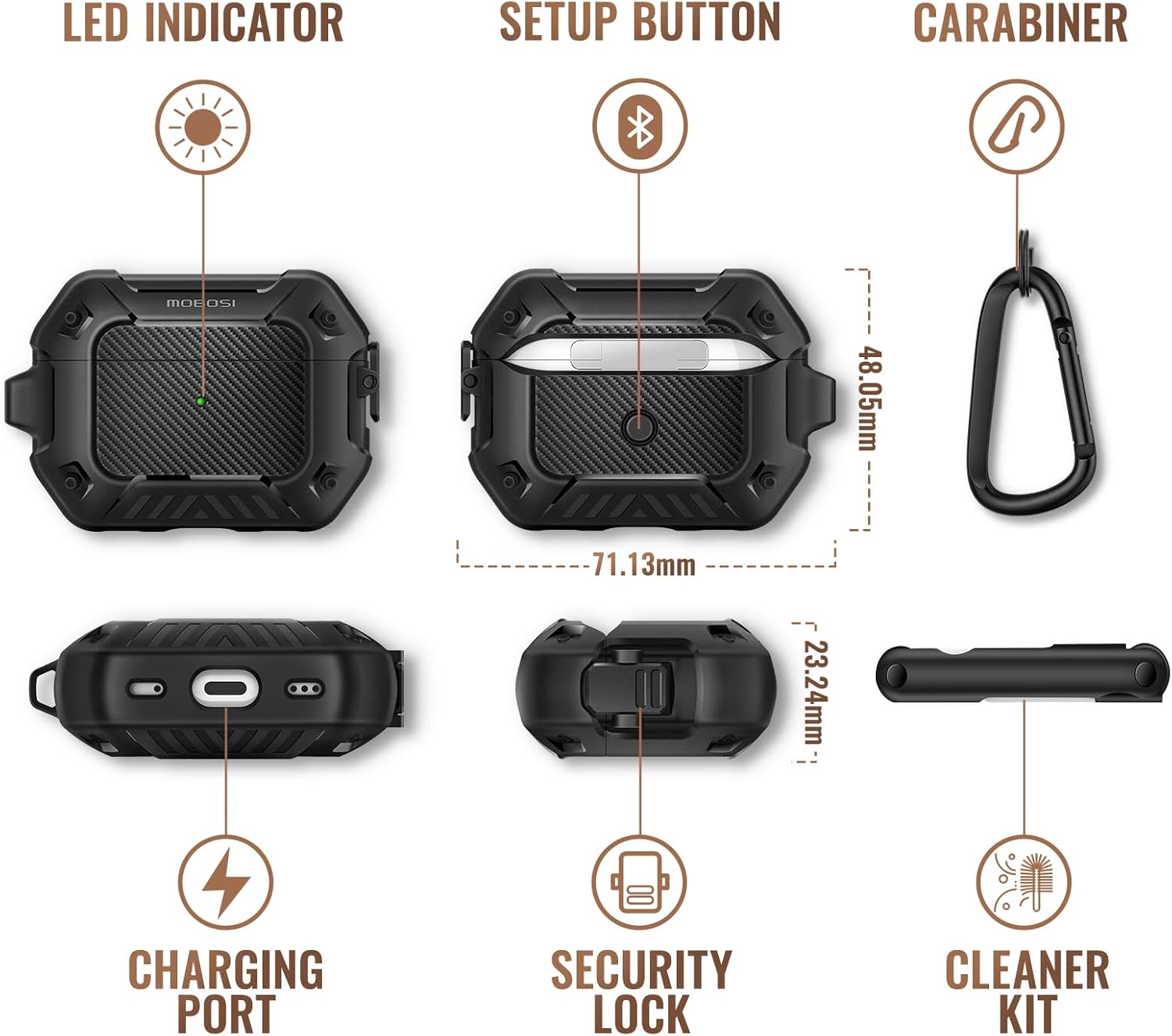 Custodia MOBOSI Antiurto Per AirPods 1/2 Con Carabiner - Foto 6