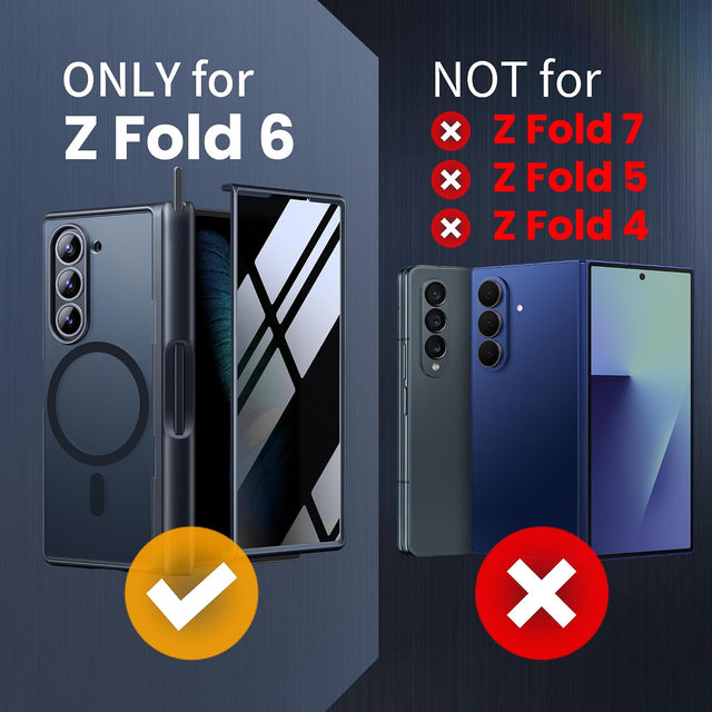 Galaxy Z Fold 6 Case with Privacy Screen, Hinge Protection & Stand