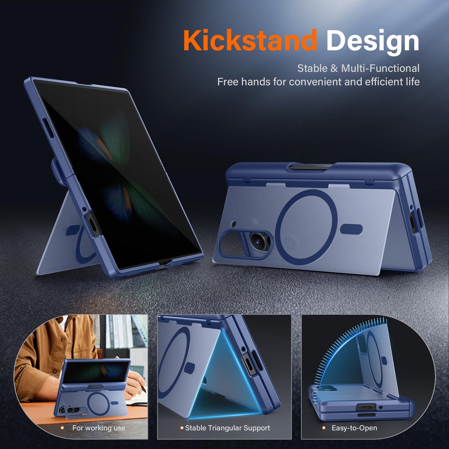 Samsung Galaxy Z Fold6 Full Body Case – Shockproof with Privacy Screen, Hinge Protection & Stand