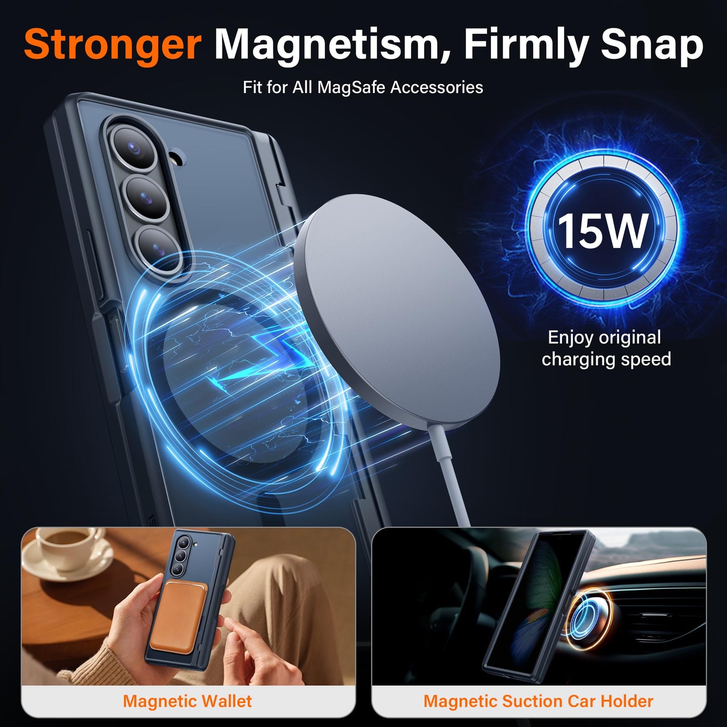 Samsung Galaxy Z Fold6 Full Body Case – Shockproof with Privacy Screen, Hinge Protection & Stand