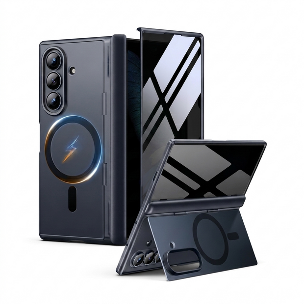 Galaxy Z Fold 8 MagSafe Case with Privacy Screen, Hinge Protection & Landscape Kickstand - Black