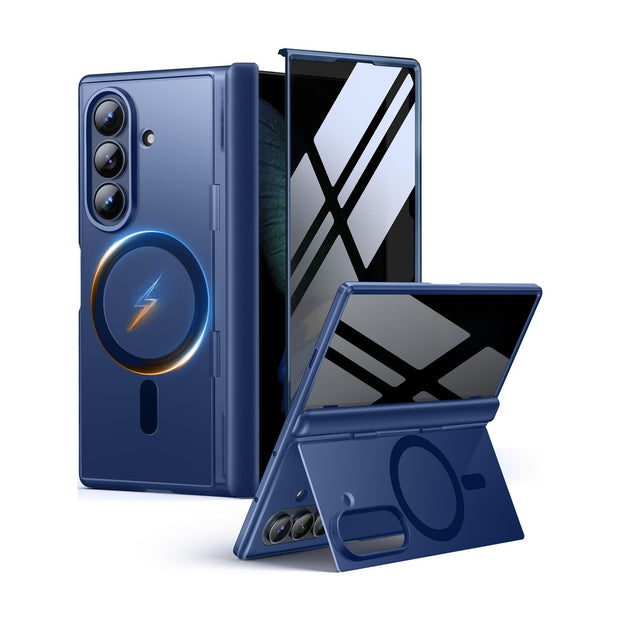 Galaxy Z Fold 8 MagSafe Case with Privacy Screen, Hinge Protection & Landscape Kickstand - Blue