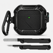 AirPods 4 Case Cover, Shockproof Hard Shell with Lock, Keychain & Cleaner Kit-Black