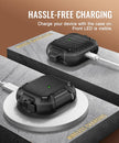 AirPods 4 Case Cover, Shockproof Hard Shell with Lock, Keychain & Cleaner Kit-Black