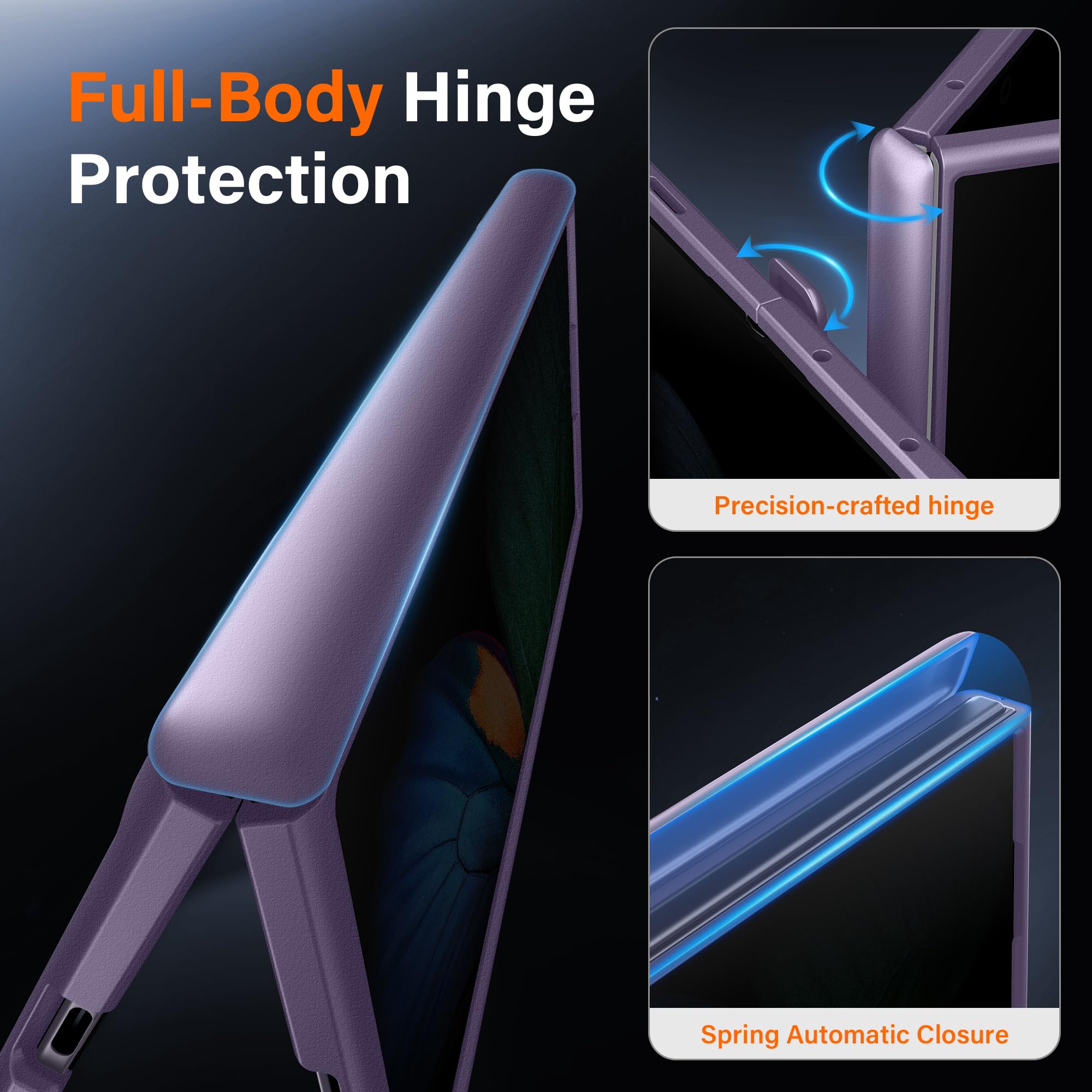 Galaxy Z Fold 8 MagSafe Case with Privacy Screen, Hinge Protection & Landscape Kickstand - Smoky Purple